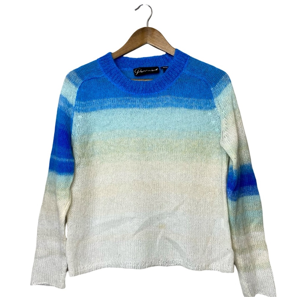 Parrish LA Mohair Wool Ombre Striped Crewneck Pullover Sweater size small